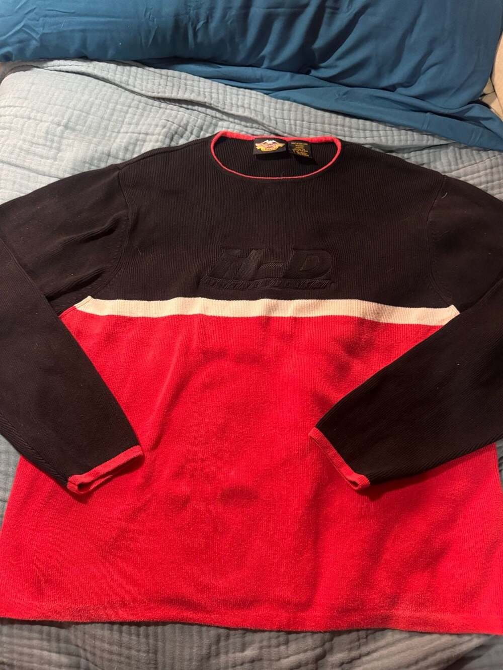 Harley-Davidson Sweater Size 2W Black Red Colorblock Cotton